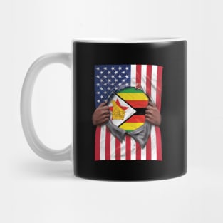 Zimbabwe Flag American Flag Ripped - Gift for Zimbabwean From Zimbabwe Mug